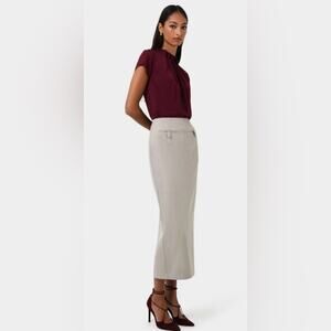 Forcast Milla Midi Skirt in Stone | Chic Office | Capsule Wardrobe Staple